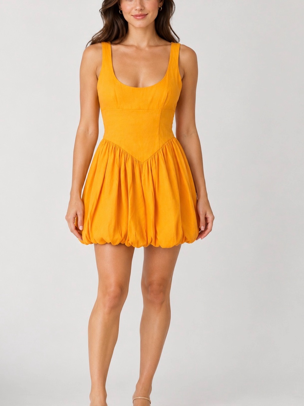 Gianni Bini Bright Orange Scoop Neck Bubble Hem Mini Dress
